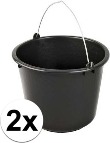 Merkloos 2x Zwarte emmers12 liter