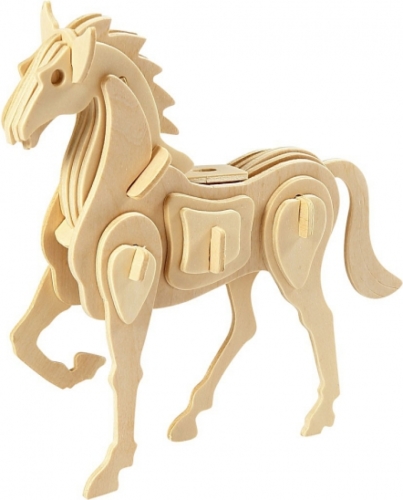 Merkloos Houten dieren 3d puzzel paard