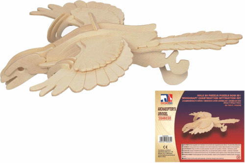 Merkloos Houten dieren 3d puzzel Archaeopteryx dinosaurus bouwpakket 28 cm