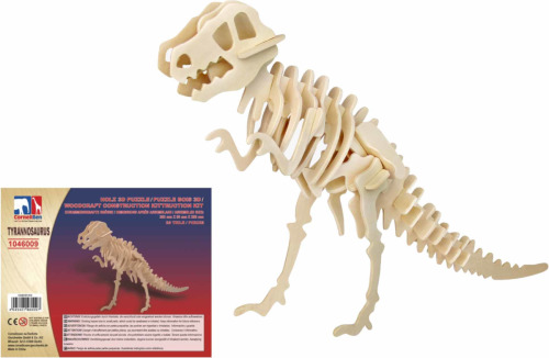 Merkloos Houten dieren 3d puzzel T-rex dinosaurus bouwpakket 38 cm