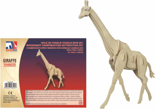 Merkloos Houten dieren 3d puzzel giraffe bouwpakket 25 cm
