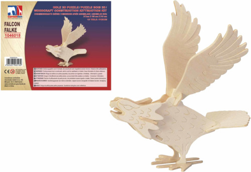 Merkloos Houten dieren 3d puzzel valk vogel bouwpakket 21 cm