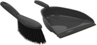 Merkloos Stoffer en blik set grijs van plastic 22 x 33 cm