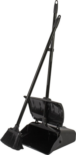 Merkloos Stoffer met steel en opvangblik zwart 108 x 34 x 18 cm