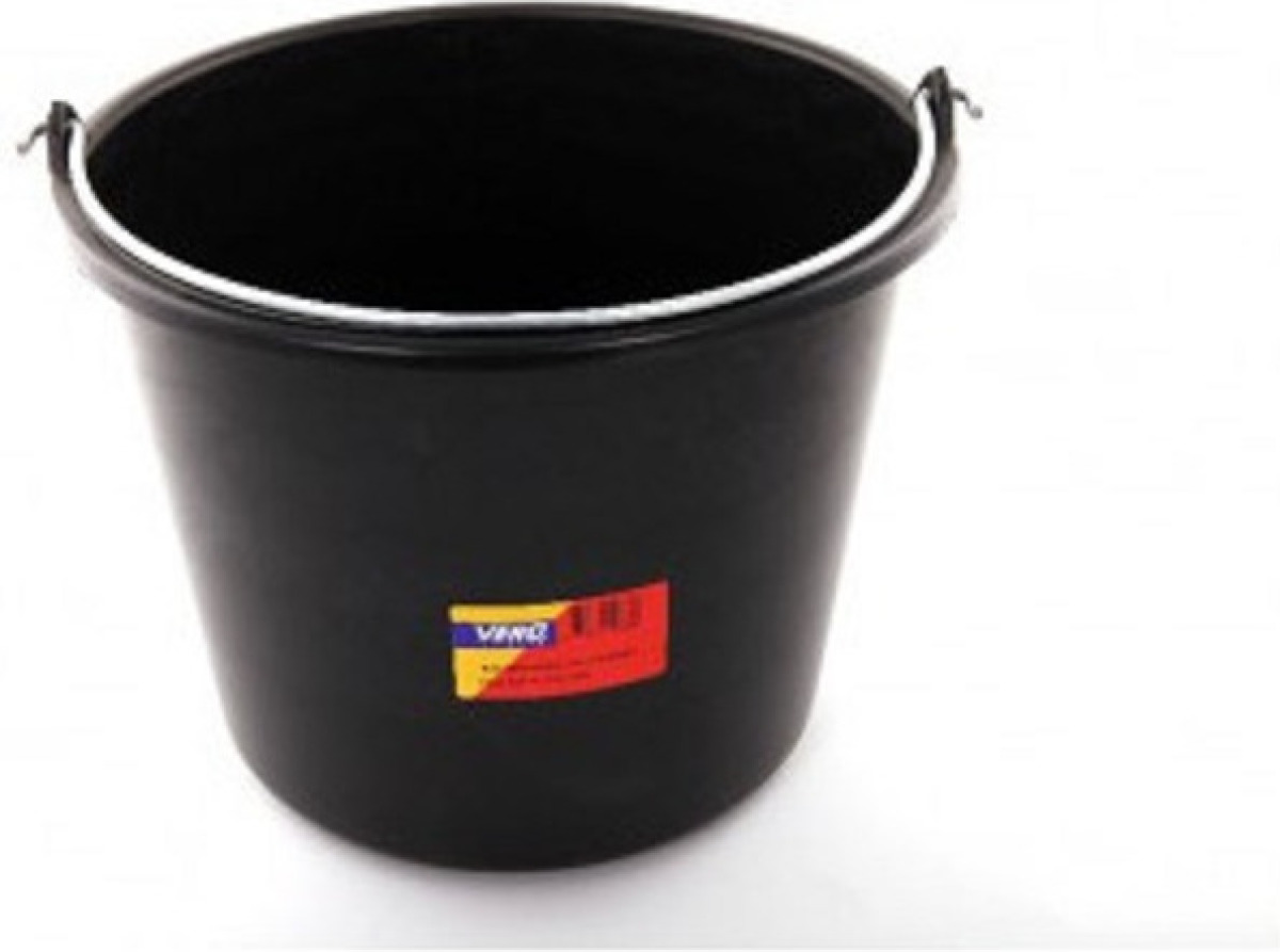 Merkloos 12 liter emmer / bouwemmer met literscale zwart