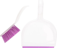 Merkloos Stoffer en blik set wit/paars 32 cm