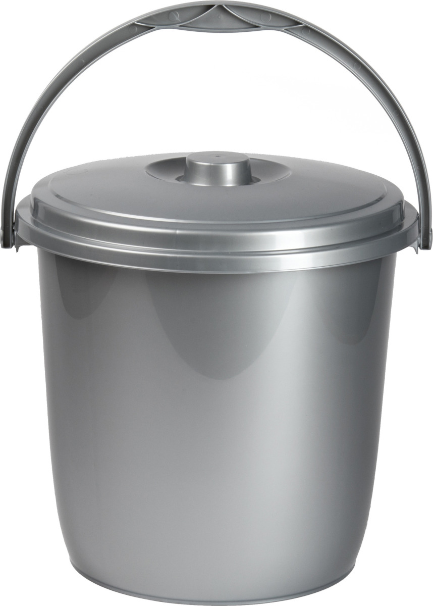 Forte Plastics 1x Schoonmaakemmers/vuilnisemmers 15 liter zilver