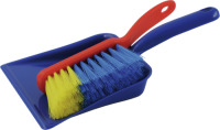 Merkloos 2x Stoffer en blik kunststof voor kinderen blauw/rood/geel/groen/roze