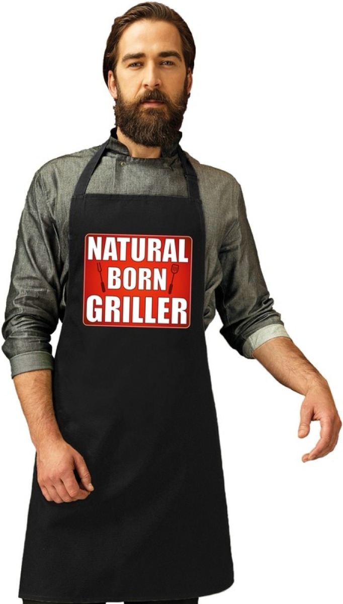 Bellatio Decorations Barbecueschort Natrural born griller zwart heren