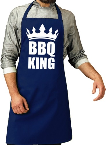 Bellatio Decorations Bbq schort BBQ King kobalt blauwvoor heren