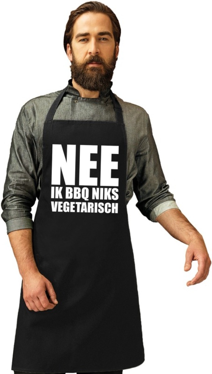 Bellatio Decorations Barbecueschort Niks vegetarisch zwart heren