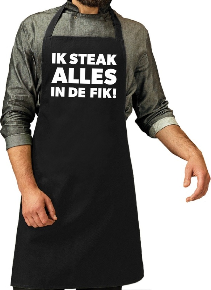 Bellatio Decorations Schort Ik steak alles in de fik zwart voor heren