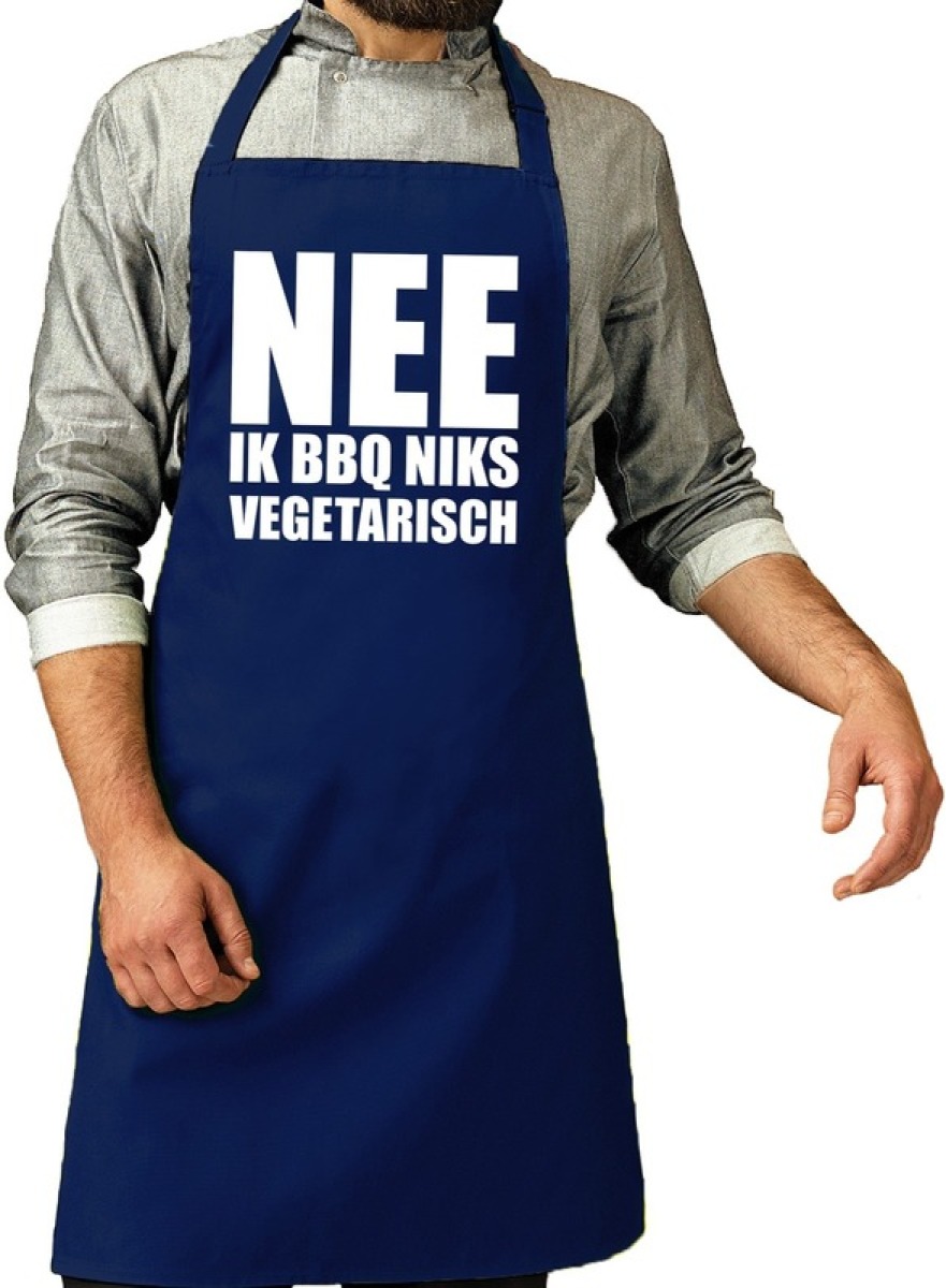 Bellatio Decorations Barbecueschort Niks vegetarisch kobalt blauw heren