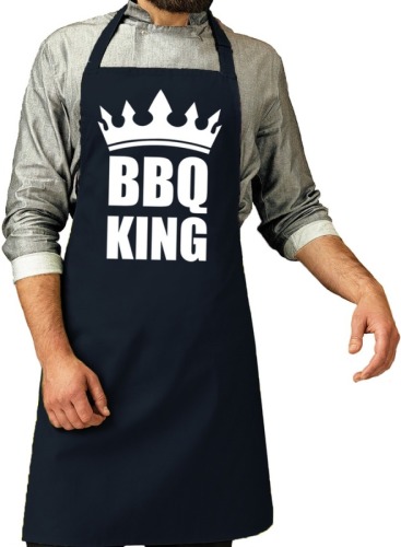 Bellatio Decorations Bbq schort BBQ King navy blauw voor heren