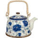 Clayre & Eef Theepot 18*14*12 cm / 0.7L Blauw Keramiek Rond