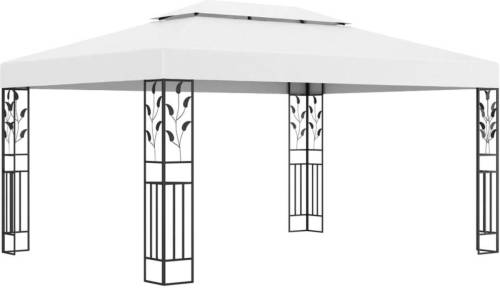 VidaXL Prieel met dubbel dak 3x4 m wit