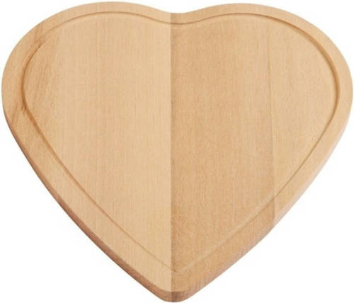 Merkloos Set van 6x stuks hartvormig natuurlijk houten snijplank 16 cm - Snijplank/serveerplank/broodplank - Valentijn/Moederdag