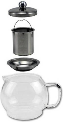 Merkloos Glazen koffiepot / theekan / theepot met filter 1,2 liter - Theekannen en koffiepotten