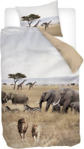 Snoozing African Animals dekbedovertrek - 1-persoons (140x200/220 cm + 1 sloop) - Katoen satijn - Multi