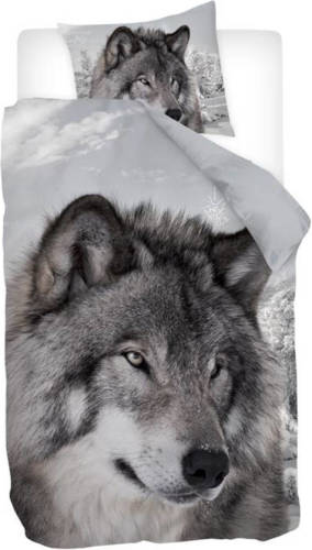 Snoozing Winter Wolf dekbedovertrek - 1-persoons (140x200/220 cm + 1 sloop) - Katoen - Multi
