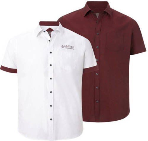 Jan Vanderstorm overhemd EVIN (set van 2) rood/wit