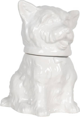Clayre & Eef Voorraadpot met deksel hond 20*20*26 cm Wit