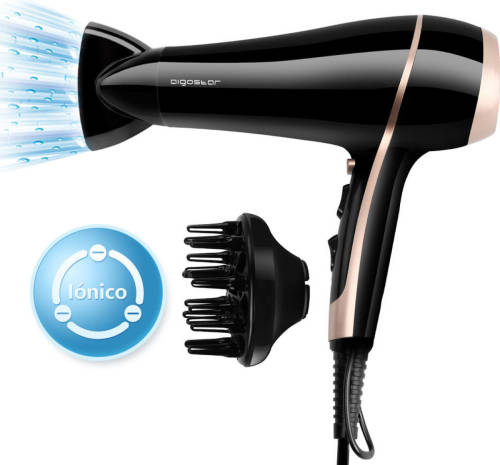Aigostar Lora 33LNK - Ionische Föhn 2400 Watt Haardroger met diffuser, Zwart, DC