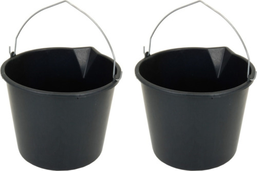 Merkloos Voordeelpakket van 5x stuks zwarte emmers met schenktuit 12 liter