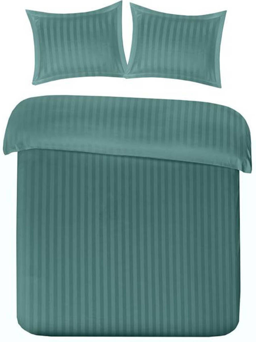 Papillon Uni Satin dekbedovertrek - 1-persoons (140x200/220 cm + 1 sloop) - Katoen satijn - Donker groen