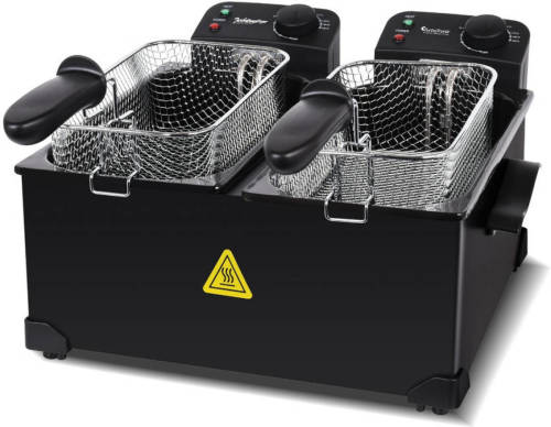 TurboTronic DF2 Friteuse 6 liter - Dubbele Frituurpan met venster en 2 mandjes