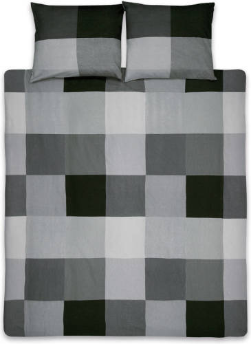 Ten Cate Katoenen Eenpersoons Dekbedovertrek - 140x200/220 - Block Antraciet