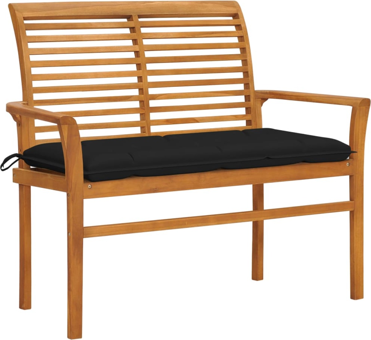 VidaXL Tuinbank met zwart kussen 112 cm massief teakhout