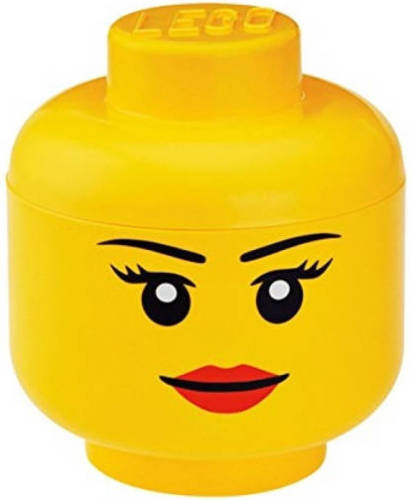 Set van 2 - Opbergbox Iconic Hoofd Girl 24 cm, Geel - LEGO