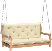 VidaXL Schommelbank met crèmewit kussen 120 cm massief teakhout