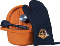 The Windmill emaille braadpan medium met RVS dekselknop