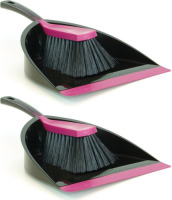 Merkloos 2x Sorbo stoffer en blik set zwart/roze