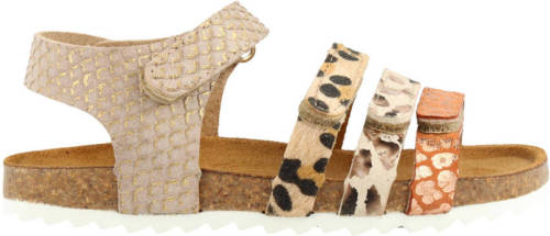 Develab 48304 leren sandalen met dierenprint goud/multi