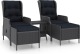 VidaXL 3-delige Loungeset met kussens poly rattan donkergrijs