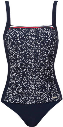 Lascana corrigerend badpak met all over print donkerblauw