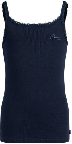 WE Fashion singlet met borduursels donkerblauw