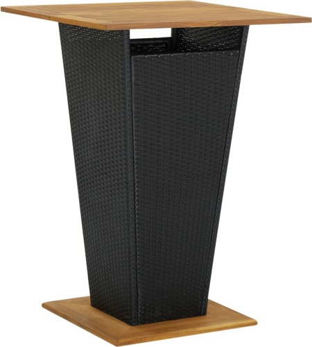 VidaXL Bartafel 80x80x110 cm poly rattan en massief acaciahout zwart