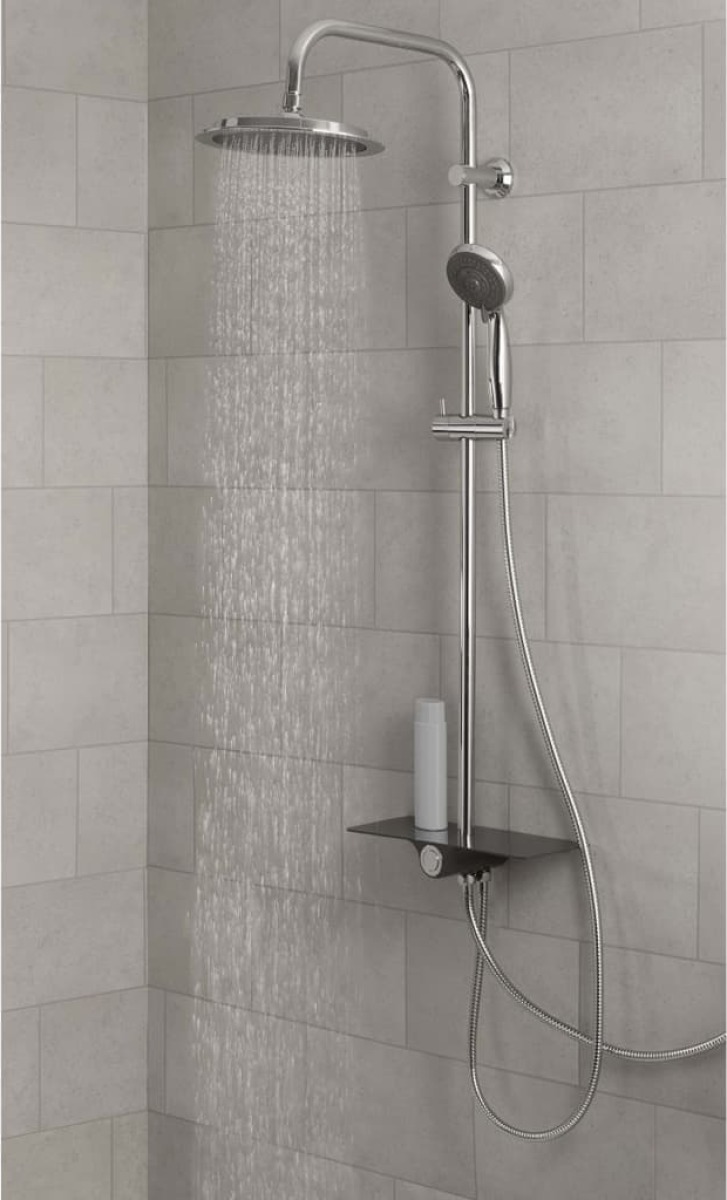 SCHÜTTE Regendoucheset met plateau AQUASTAR antraciet-chroomkleurig