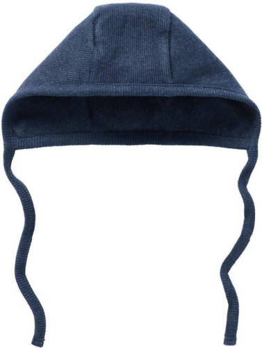 Noppies rib gebreide newborn muts Nevel donkerblauw