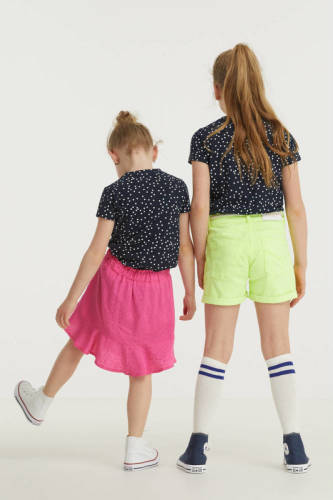 De Zoete Zusjes by Wehkamp T-shirt met stippenprint donkerblauw/wit