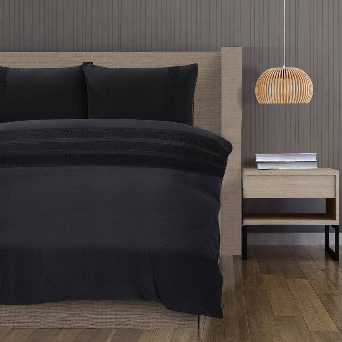 Hotel Home Devon - Zwart 1-persoons (140 x 200/220 cm + 1 kussensloop) Dekbedovertrek