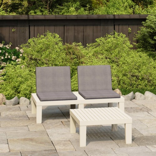 VidaXL 2-delige Loungeset met kussens kunststof wit