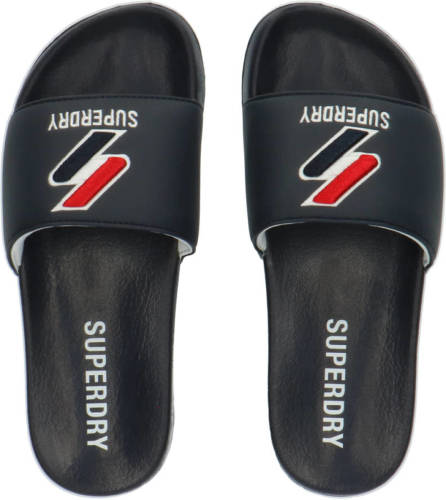 Superdry Sport Core Pool Slide badslippers donkerblauw/rood/wit