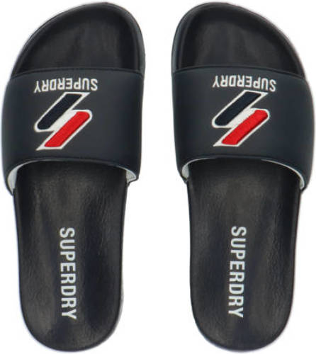 Superdry Sport Core Pool Slide badslippers donkerblauw/rood/wit