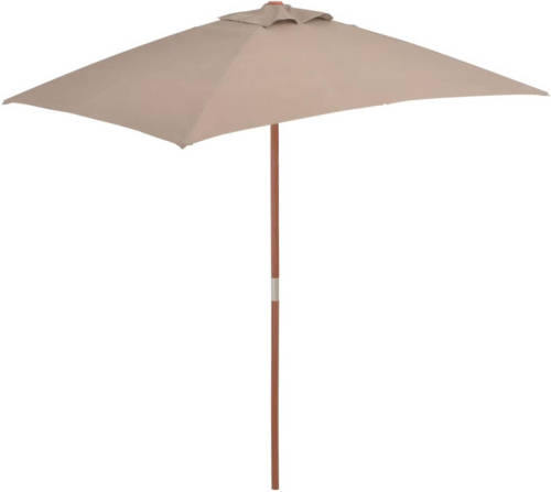 VidaXL Tuinparasol met houten paal 150x200 cm taupe