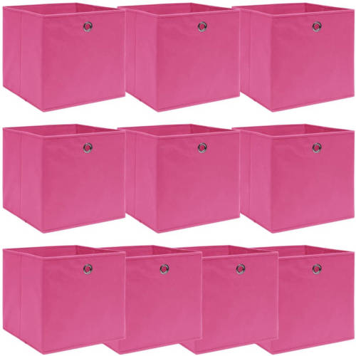 VidaXL Opbergboxen 10 st 32x32x32 cm stof roze